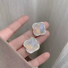 Delicate Jelly Colour Square Stud Earrings